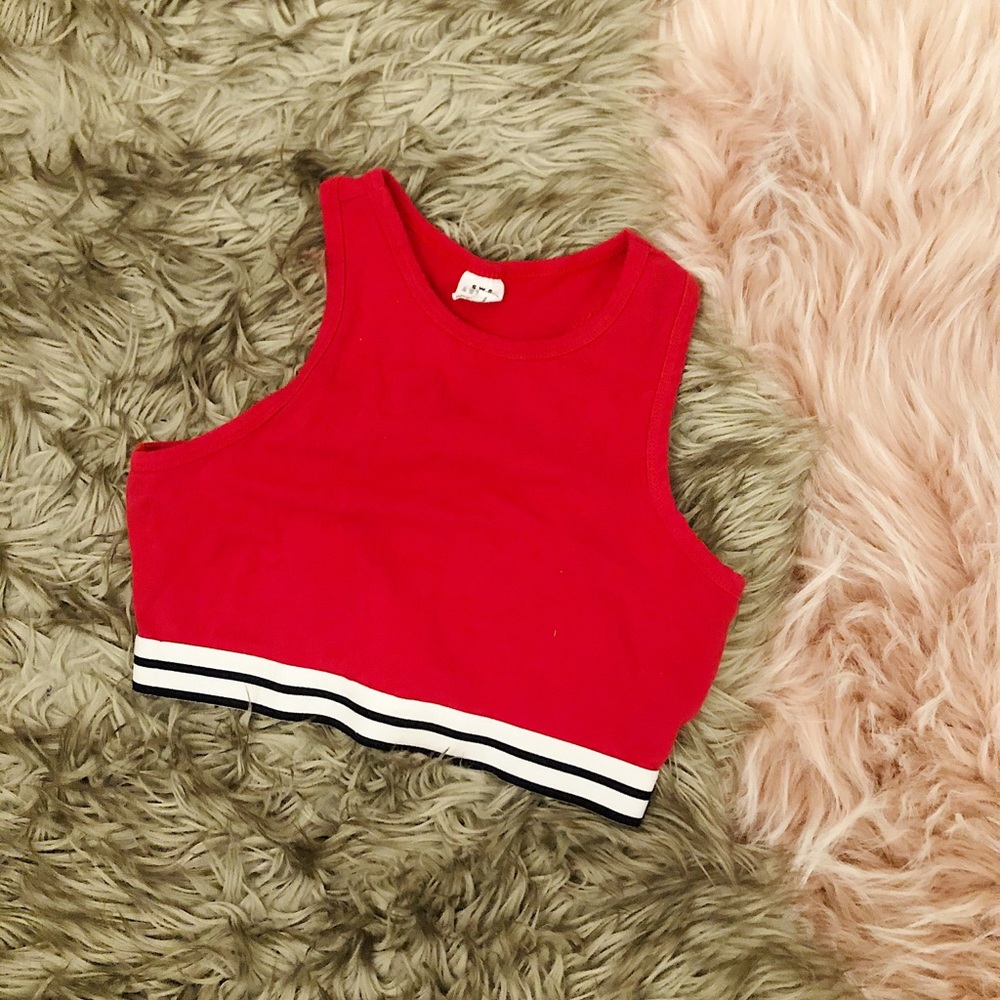 Cropped Red Halter Tank Top